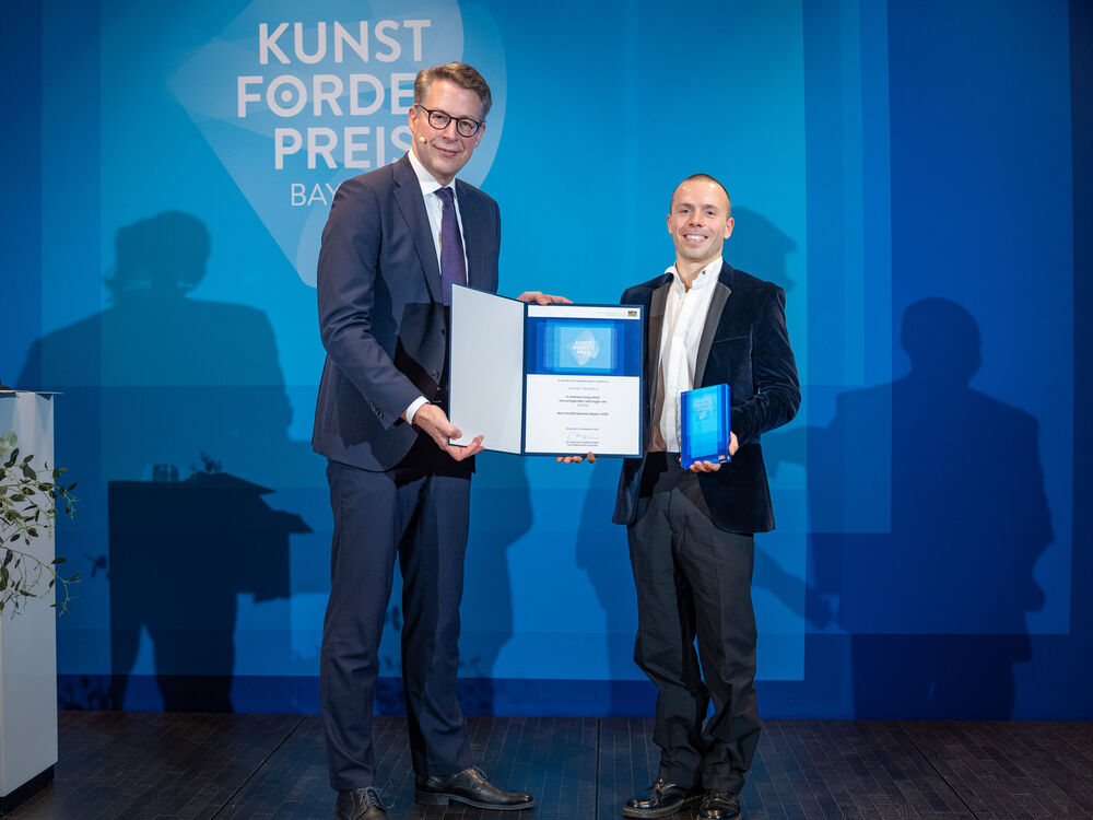 Kunstminister Markus Blume & Kulturförderpreisträger Vincent Wodrich
